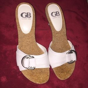 White cork styled open toe sandal -heels