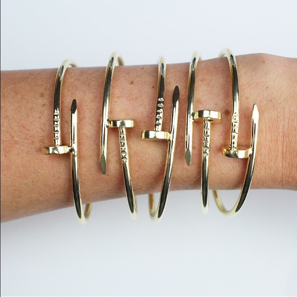 14k gold nail bangle bracelet - Picture 2 of 2