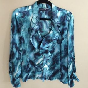 Jones New York water color swirled blouse