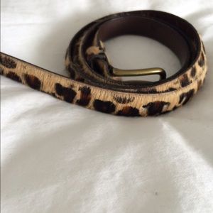 J Crew Cheetah Print Calfhair/Leather Belt, Size M