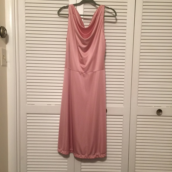 Rose pink deep V back dress.