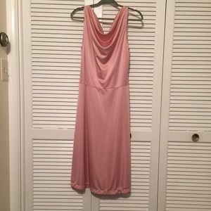 Rose pink deep V back dress.