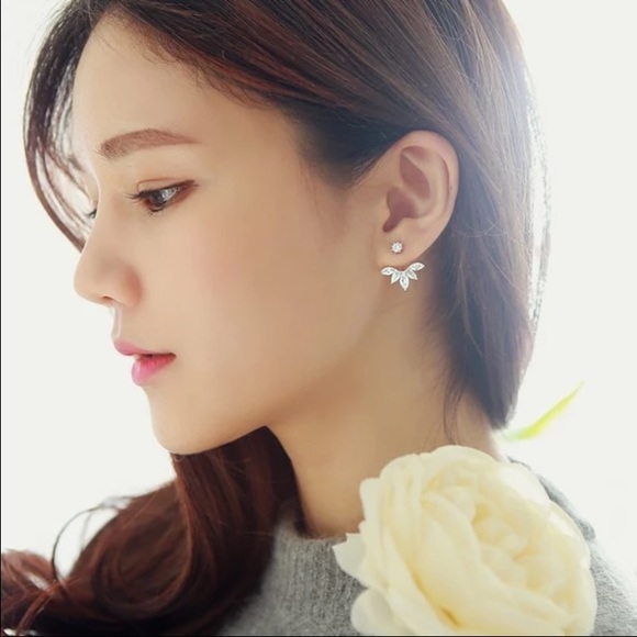 ANGIE💎 Silver Crystal earrings double - Picture 3 of 3