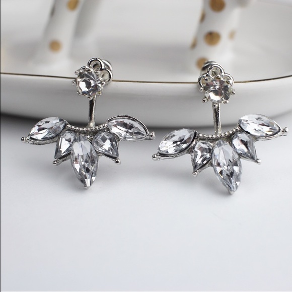ANGIE💎 Silver Crystal earrings double - Picture 2 of 3