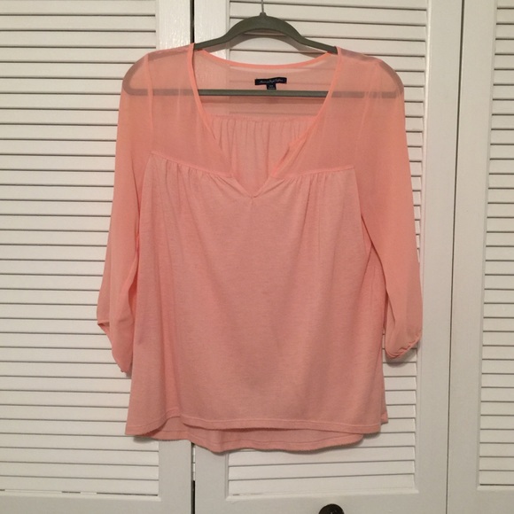 Peach sheer and cotton top