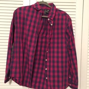Button down boyfriend fit cotton flannel