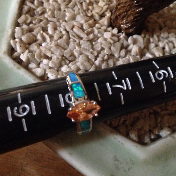 Vintage 925 morganite inlay opal ring - Picture 4 of 4