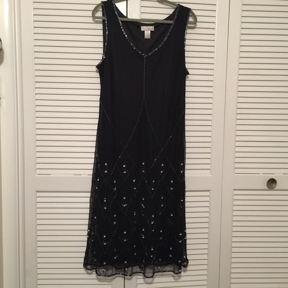 Black with beaded sparkle flapper dress