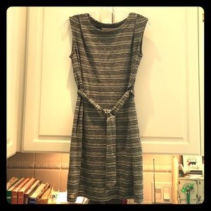 NWOT LOFT Granite Stripe Belted Dress