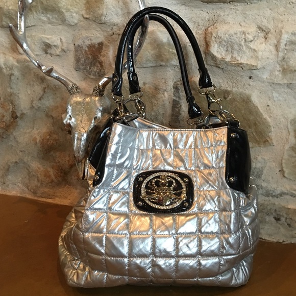 ‼️ SOLD ‼️  Betsey Johnson Quilted Metallic Tote - Picture 1 of 4