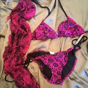 Two piece swimsuit bikini with matching sarong!