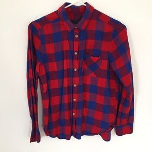 Blue and red plaid button up.