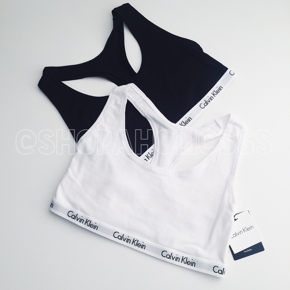 🎉CALVIN KLEIN Cotton Logo Racerback Bralette 2Pk - Picture 2 of 4