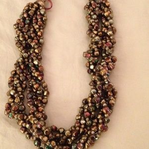 Artisan metallic bead " statement" necklace
