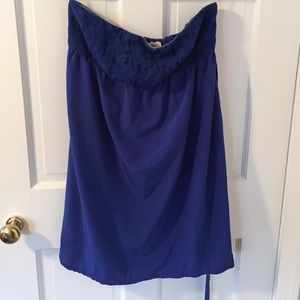Classic blue strapless dress