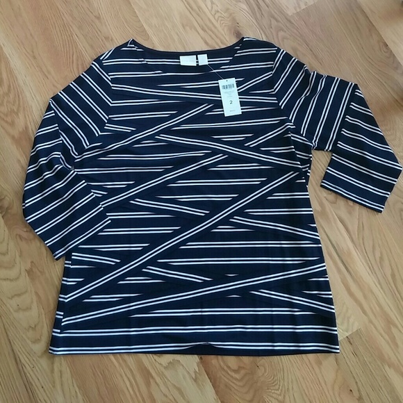 Chico's Layered Double Stripe Blouse