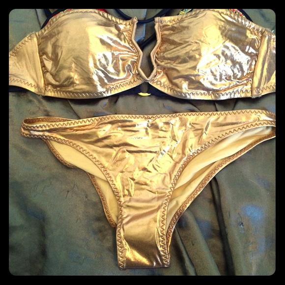 Metallic gold swimsuit bikini!