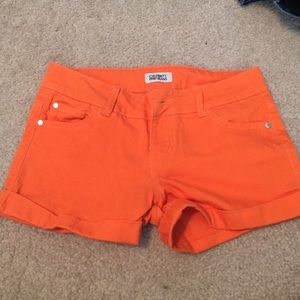 Orange jean shorts
