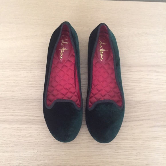 Cole Haan Emerald Green Velvet Ballet Flats