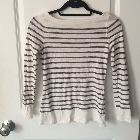 Loft Cream and Brown Striped Shirt