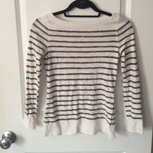 Loft Cream and Brown Striped Shirt