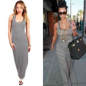 Striped Bodycon Maxi Dress