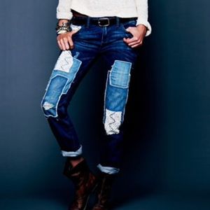 Free People Patchwork Jeans