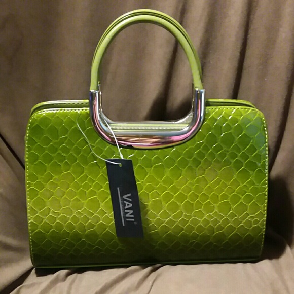 Green snakeskin handbag - Picture 3 of 7