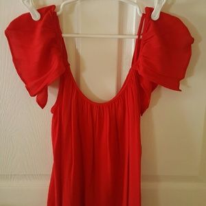 Red off the shoulder blouse