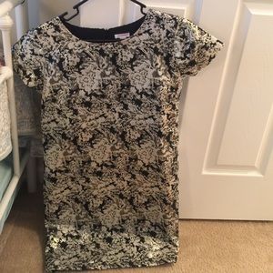 Gold, Silver, and Black Floral Dress