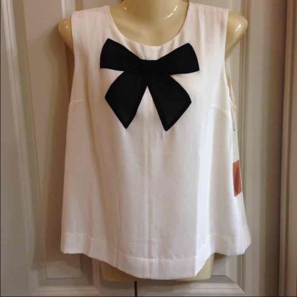 NWT M Cream/Black Bow Top - Picture 1 of 2