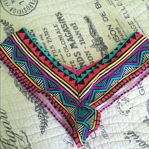 thong-like multicoloured swim bottoms