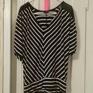 Black &  white striped Express shirt