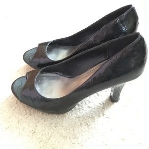 Black peep toe heels