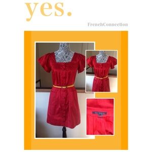 French Connection Red Peasant Dress Sz 2