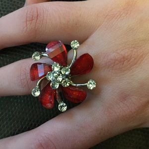 SOLD Red gem statement ring. Never used. Adjustab