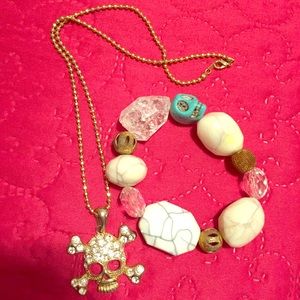 Skull Necklace & Bracelet Bundle
