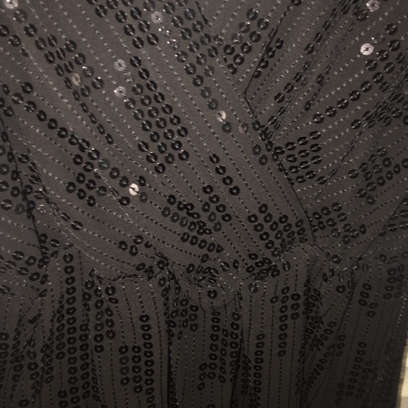 Sequined Deep V Express Dress LBD - Picture 2 of 6
