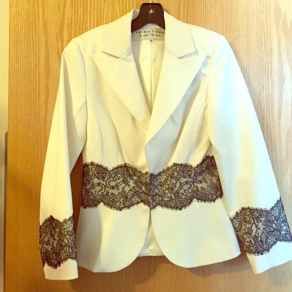 Trina Turk White & Black Lace Blazer