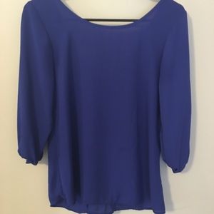 Royal blue blouse with bow