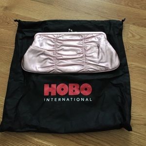 Shimmery Pink leather Hobo brand clutch bag