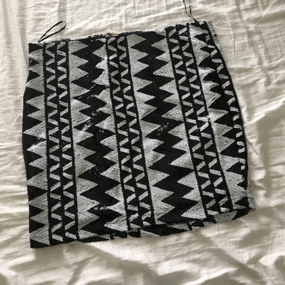 Francesca's tribal black and white sequined mini