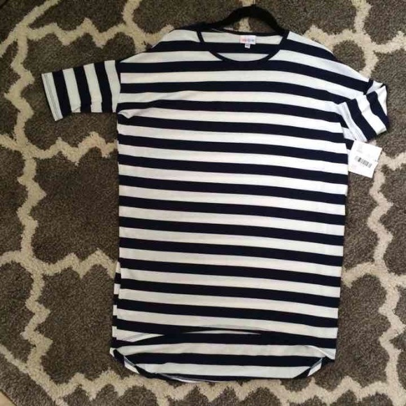 NWT Lularoe Irma navy blue & white striped XS