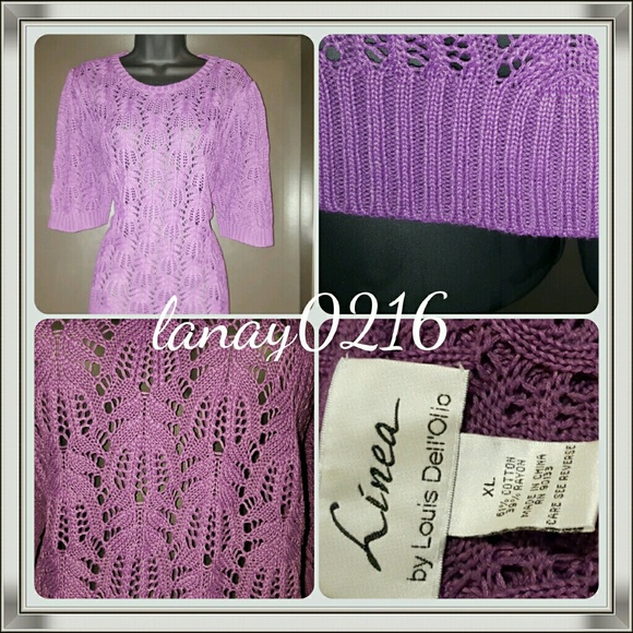 Purple light knit top.