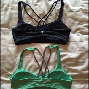 Lululemon size 4 blue camouflage & green-grey bras