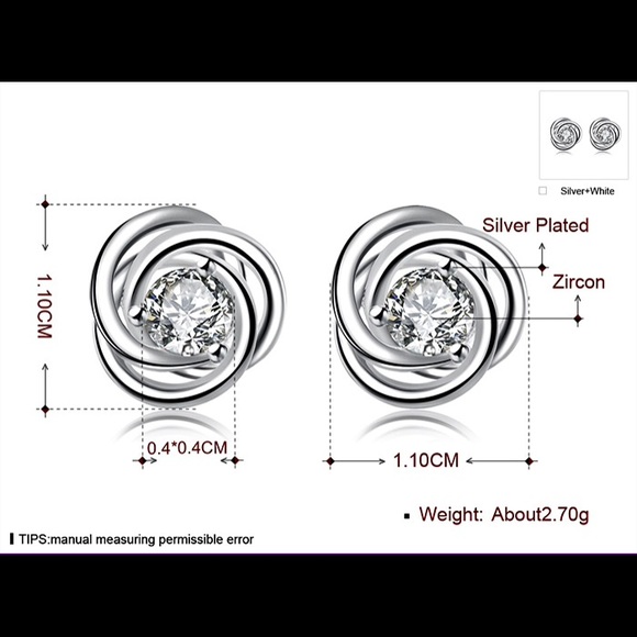 24 hour sale!! Cute silver plated earrings - Picture 2 of 3