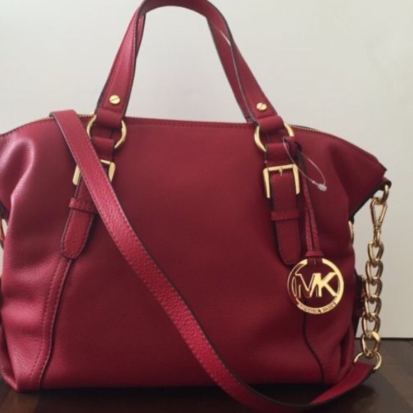 Michael Kors Handbags - FLASH SALE!! RED Lthr Michael Kors Tristan Satchel