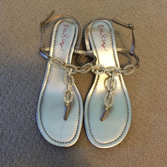 Size 8 1/2 Lilly Pulitzer gold wedges