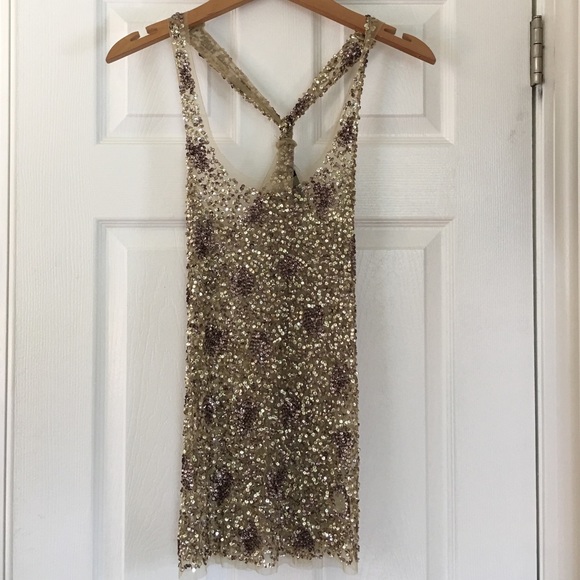 Sequin mesh tank top
