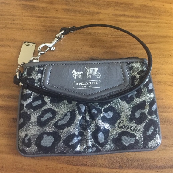 Coach wristlet- leopard print black and gray. - Picture 1 of 2